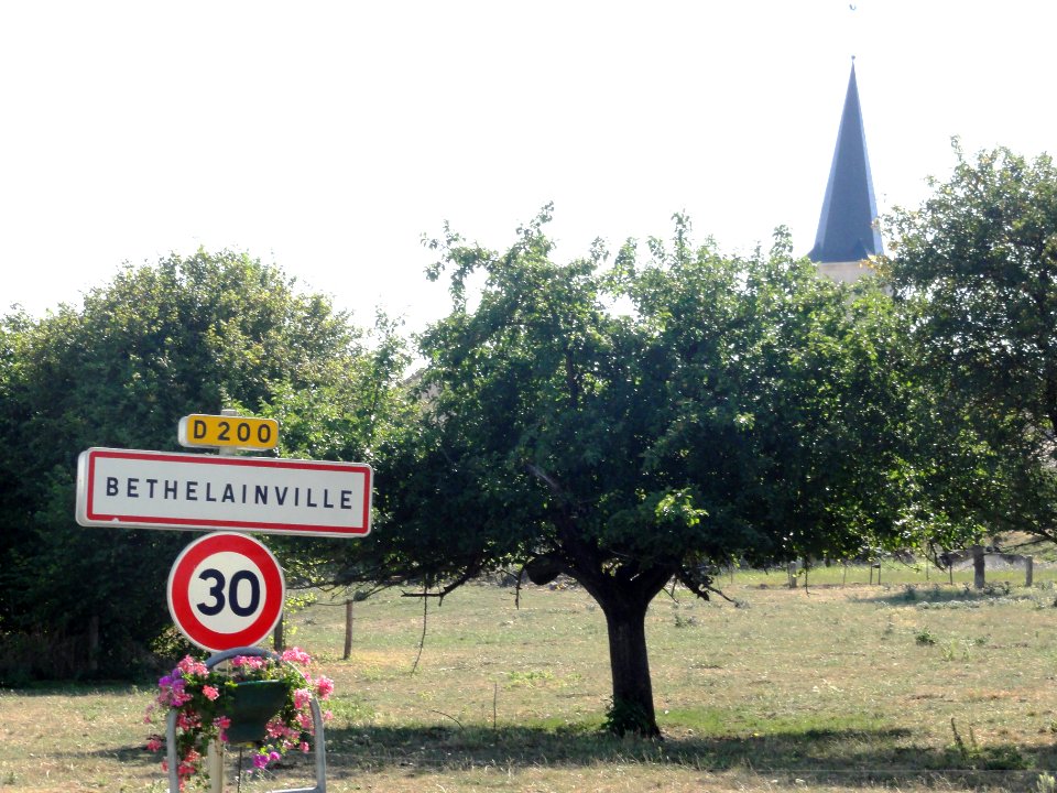 Béthelainville (Meuse) city limit sign