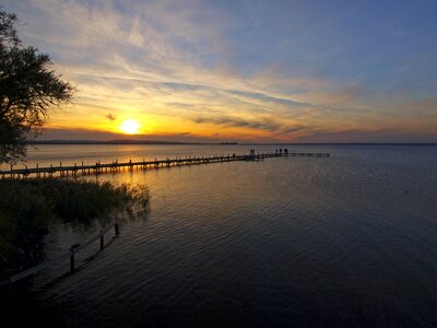 Water twilight sun