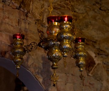 Avlonari church Agios Demetrios chandelier Euboea Greece photo