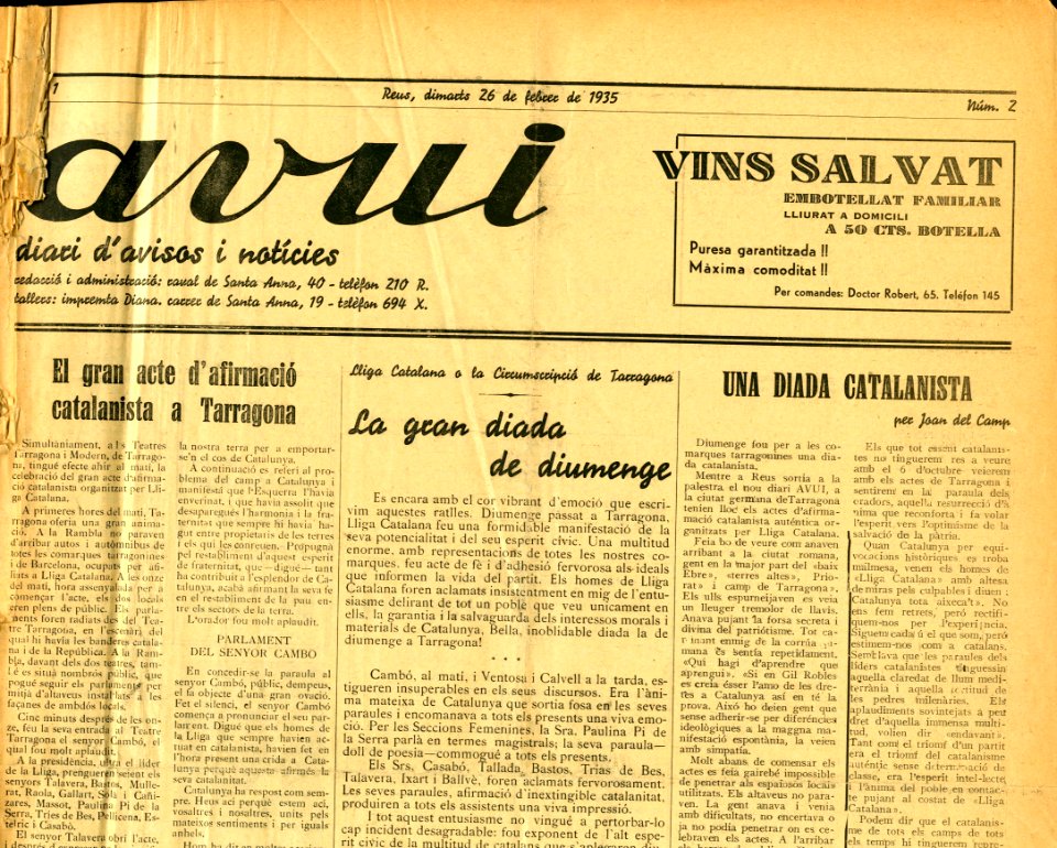 Avui- diari d'avisos i notícies