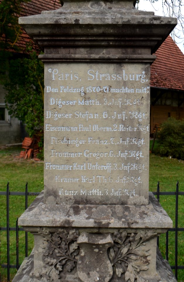 Böhringen, Kriegerdenkmal 1870-71, Front