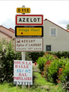 Azelot (M-et-M) city limit sign