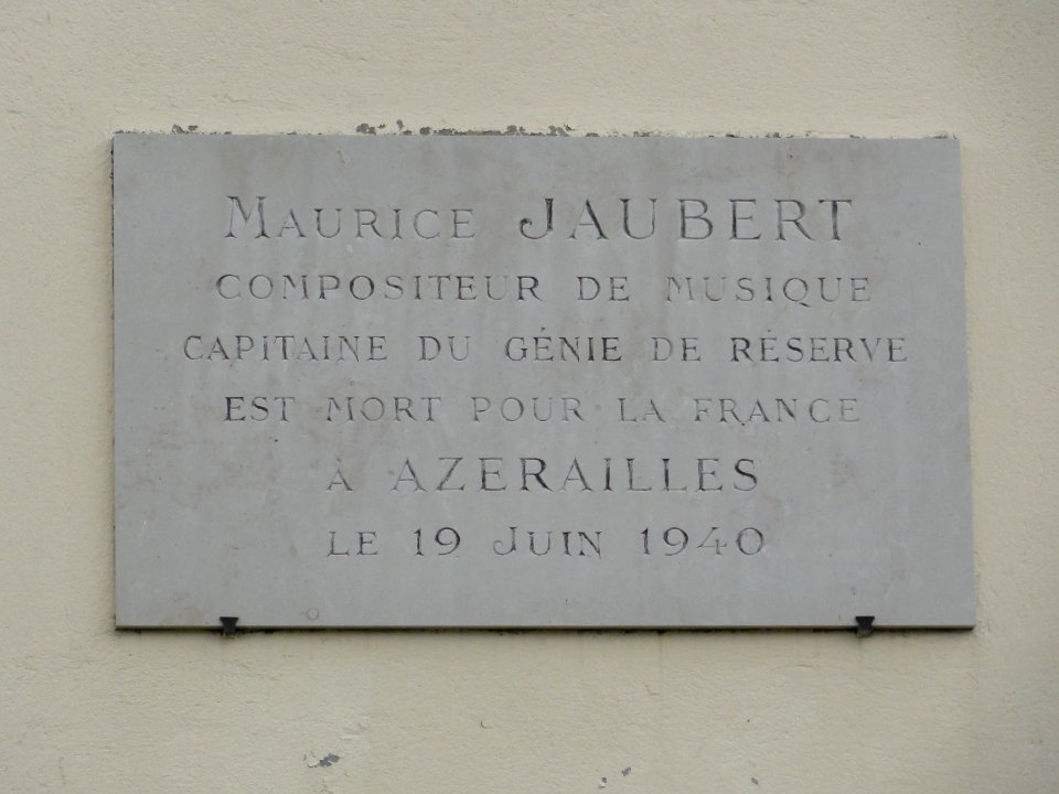Azerailles (M-et-M) plaque Maurice Jaubert, mort pour la France