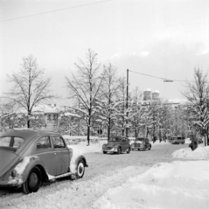 Auto's in de sneeuw in de Max-Jospehstraße, Bestanddeelnr 254-3722