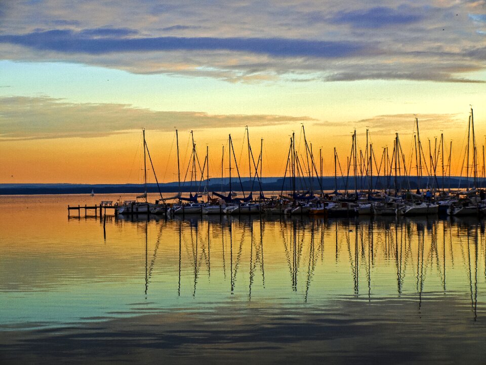 Landscape boat sunset
