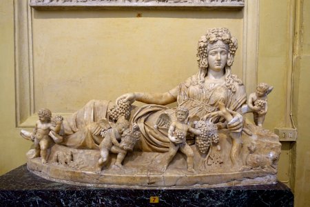 Autumn, inv. 2166, Roman, mid 2nd century AD, Found in 1804 on the Cesarini estate at Campo Jemini, with head added by Massimiliano Laboureur after 1804 - Museo Chiaramonti - Vatican Museums - DSC00892