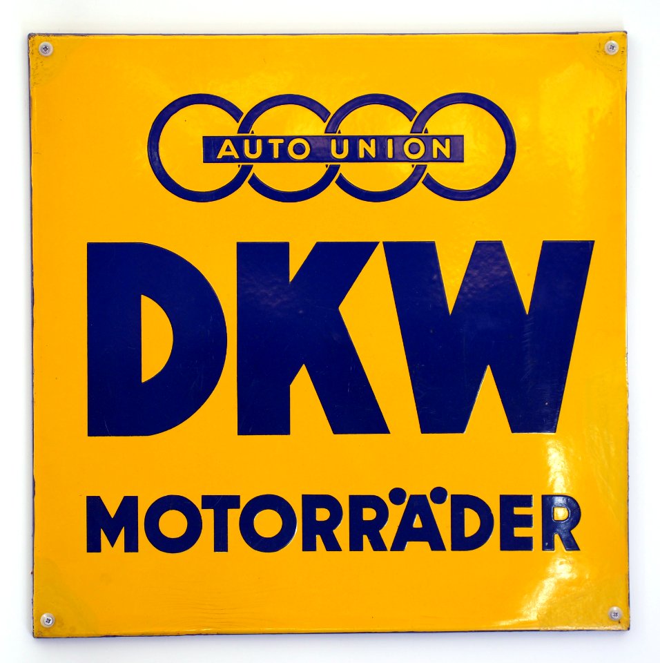 Auto Union DKW Motorrader emaille werbeschild