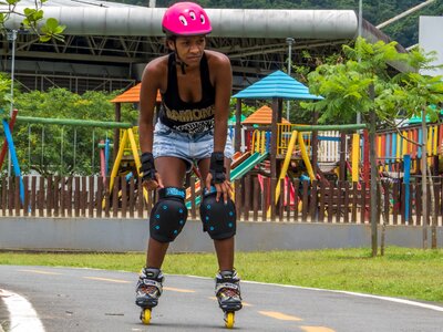 Rollerblades park laser photo