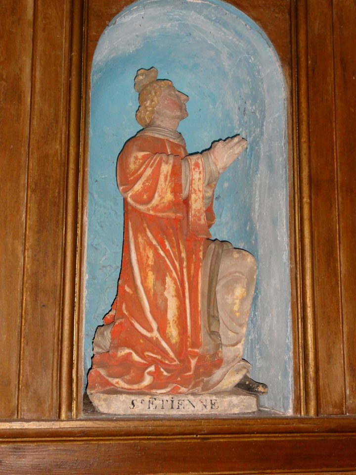 Auzouville-l'Esneval (Seine-Mar.) chapelle St.Étienne-le-Vieux, statue 03 Saint Étienne