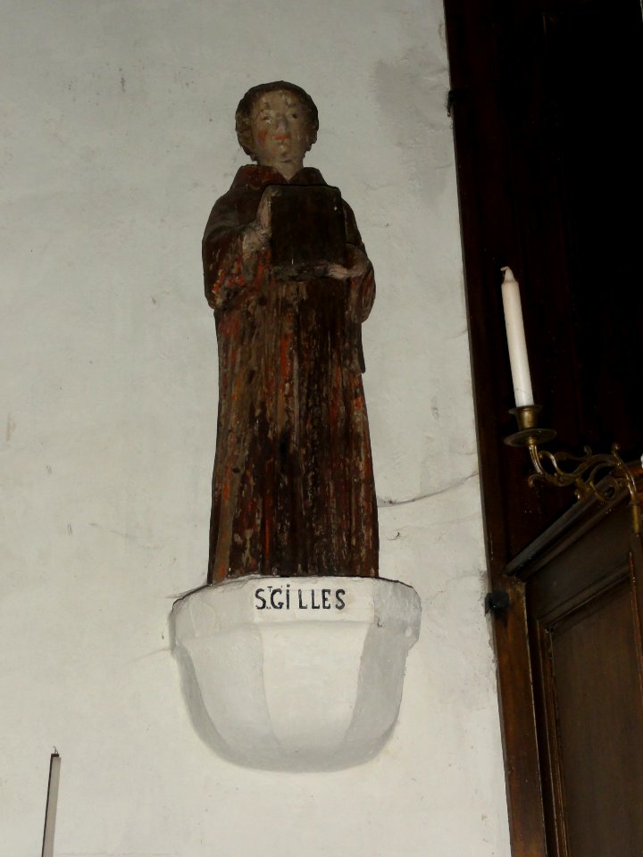 Auzouville-l'Esneval (Seine-Mar.) chapelle St.Étienne-le-Vieux, statue 01 Saint Gilles