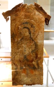 Avalokitesvara Padmapani and Avalokitesvara, Toyuk, Xinjiang, 10th-11th century AD, painting on cotton - Ethnological Museum, Berlin - DSC01451