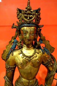 Avalokiteshvara or Padmapani, view 2, Western Tibet, Kashmir School, 9th or 10th century, gilt bronze - Berkeley Art Museum and Pacific Film Archive - DSC04043