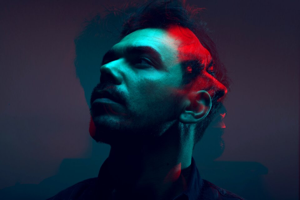 Double exposure man color
