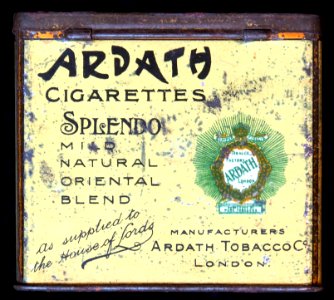 Ardath cigarettes tin, back