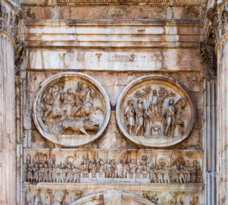 Arch Constantine reliefs, Rome, Italy photo