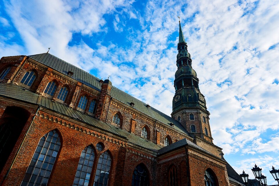 Riga old town building st peter's church