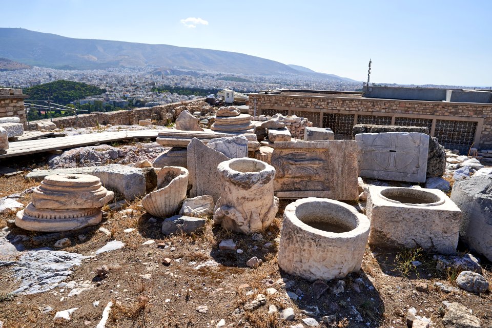 Archaeological findings on the Acropolis next to the old Acropolis Museum on September 25, 2020