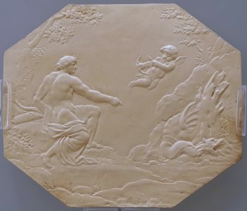 Architectural plaque of Apollo and the Python, 1772-1775, moulded white terracotta - Wedgwood Museum - Barlaston, Stoke-on-Trent, England - DSC09697