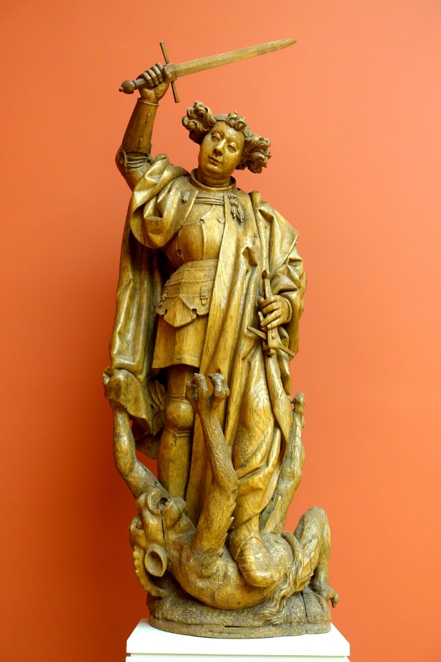 Archangel Michael Slaying the Devil, Brabant, c. 1520, oak - Bode-Museum - DSC03167