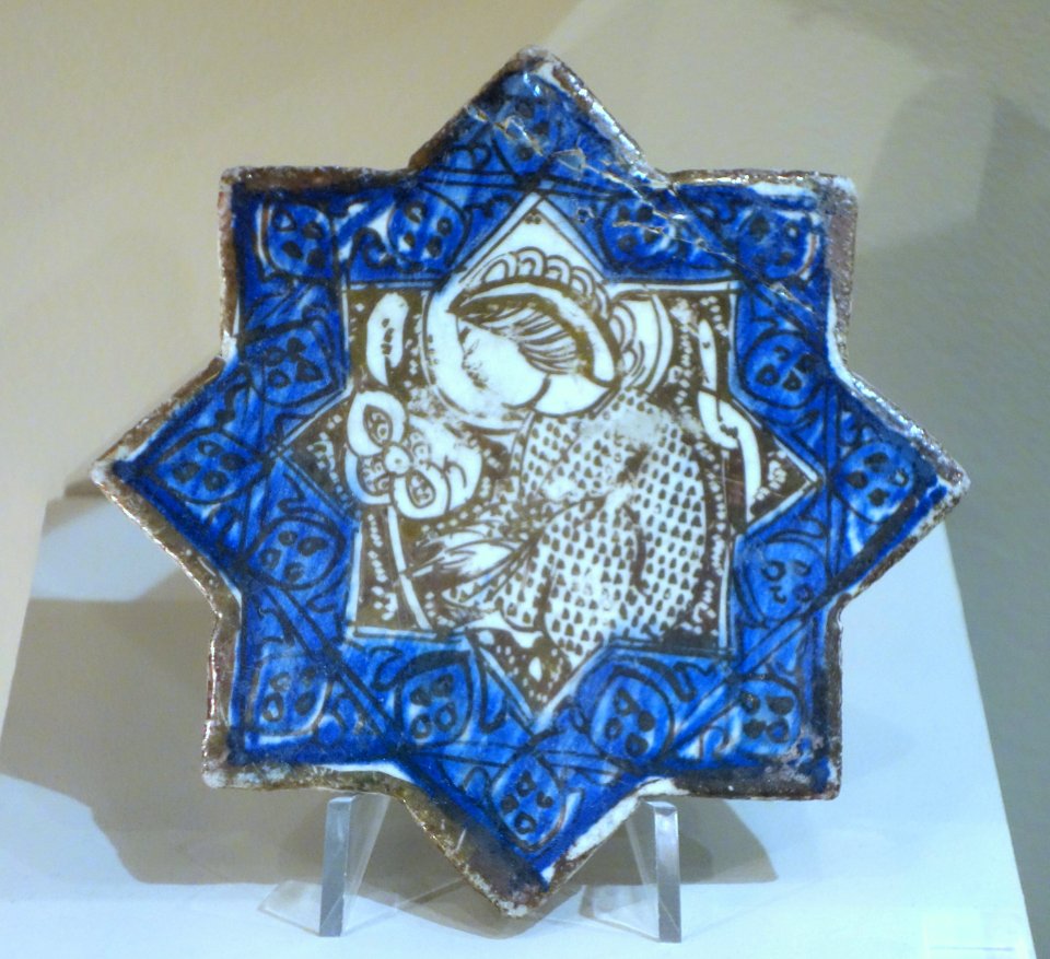 Architectural tile with a figure of a Mongol, Iran, Kashan, 13th-14th century, composite body, luster-painted - Huntington Museum of Art - DSC04974