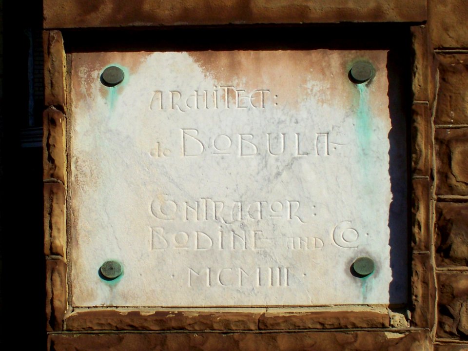 Architect and Contractor Plaque on Old St John the Baptist Byzantine Cathedral, Munhall