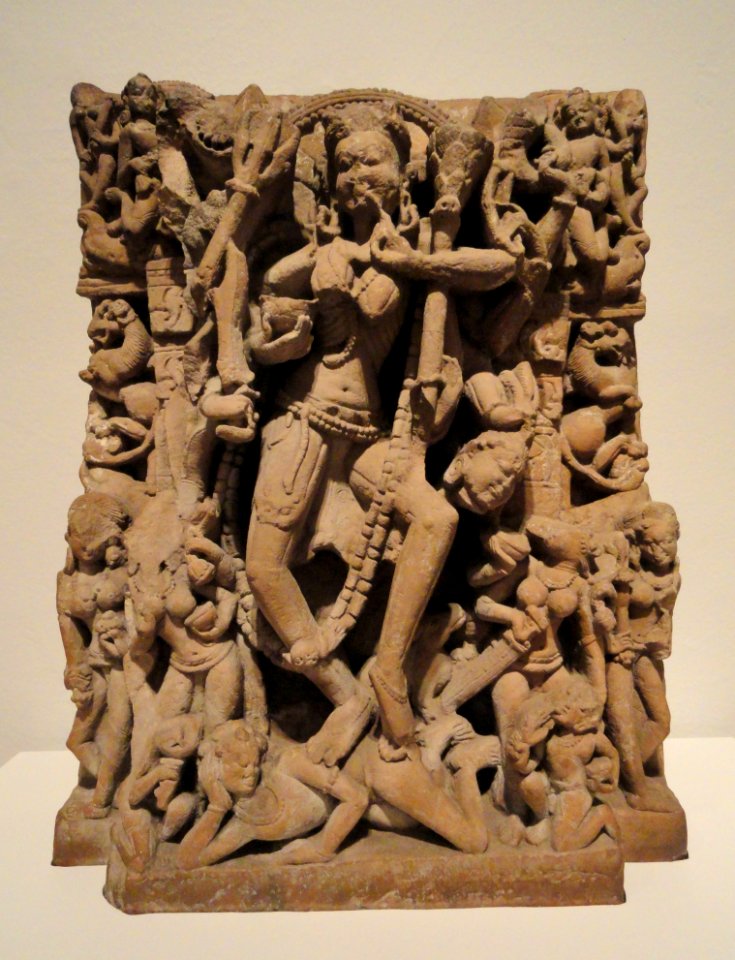 Architectural Relief with Kali Dancing on Reclining Shiva, 10th-11th century AD, Madhya Pradesh, India, possibly Khajuraho, sandstone - Sackler Museum - DSC02434