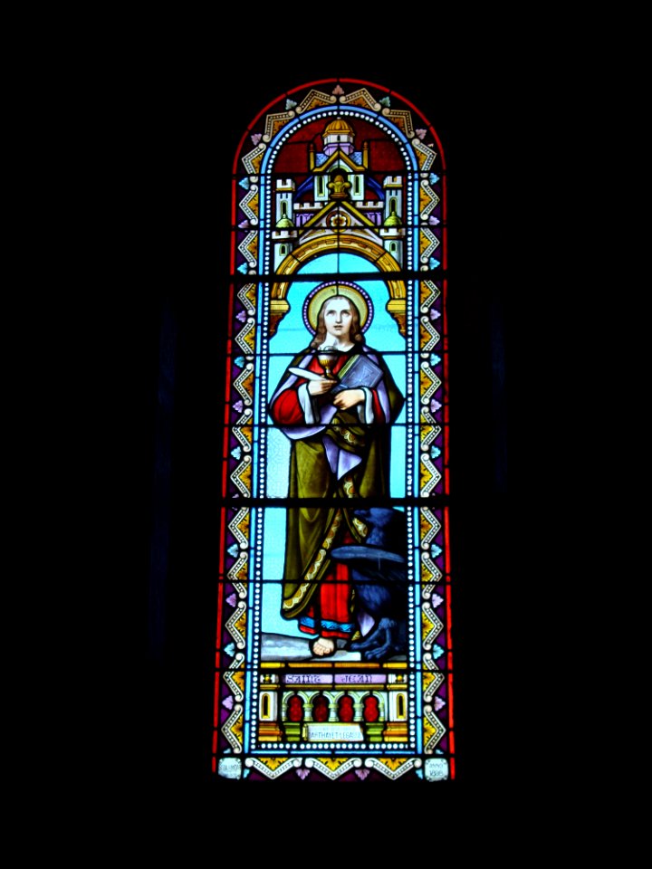 Arbonne (Pyr-Atl., Fr) Stained glass window of Saint John