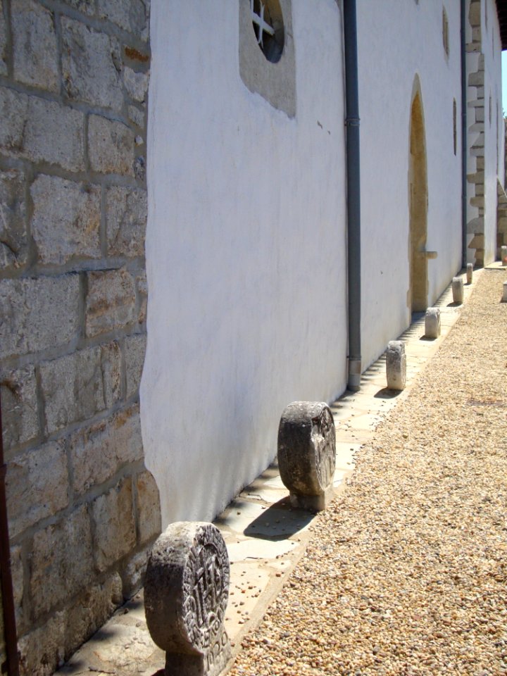 Arbonne (Pyr-Atl., Fr) basques steles relocated along the church wall