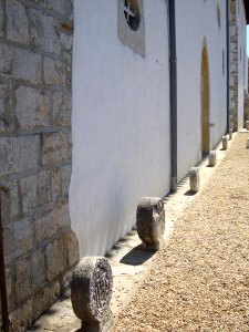 Arbonne (Pyr-Atl., Fr) basques steles relocated along the church wall