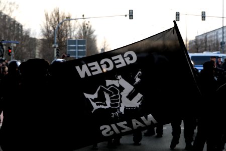 Antifascist protest in front of pro fascist protest Dresden 2020-02-15 14