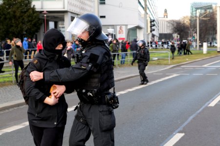 Antifascist protest in front of pro fascist protest Dresden 2020-02-15 04
