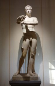 Apoxiomenos, copy of Roman marble from the Vatican Museum, by an unknown artist, first half of the 1800s, plaster - Accademia Ligustica di Belle Arti - DSC02222