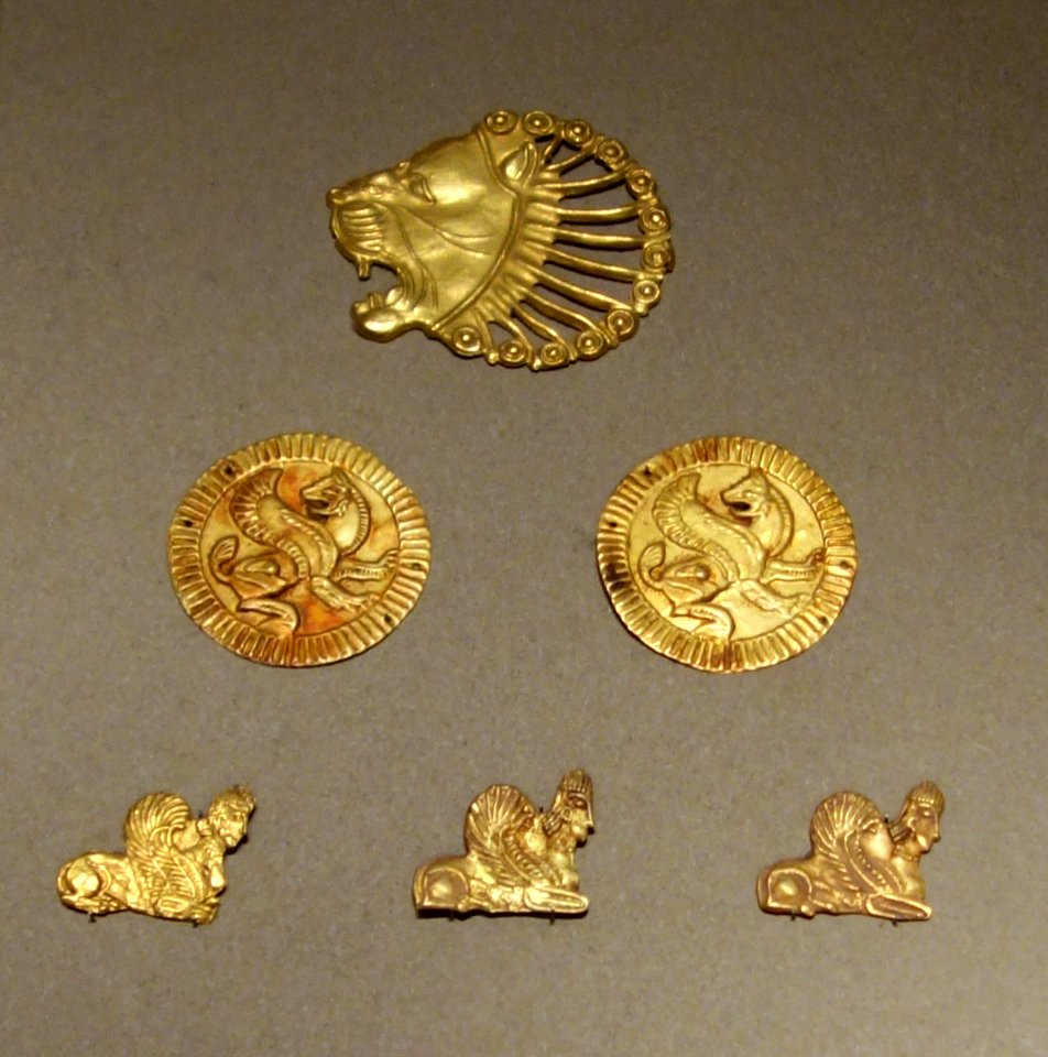 Appliques to ornament courtly costume, Iran, Achaemenid Period, 521-330 BC, gold - Museum of Fine Arts, Boston - DSC02831