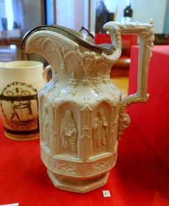 Apostle pitcher, made by Charles Meigh, England, c. 1859, salt glaze ceramic - Old Colony History Museum - Taunton, Massachusetts - DSC03864