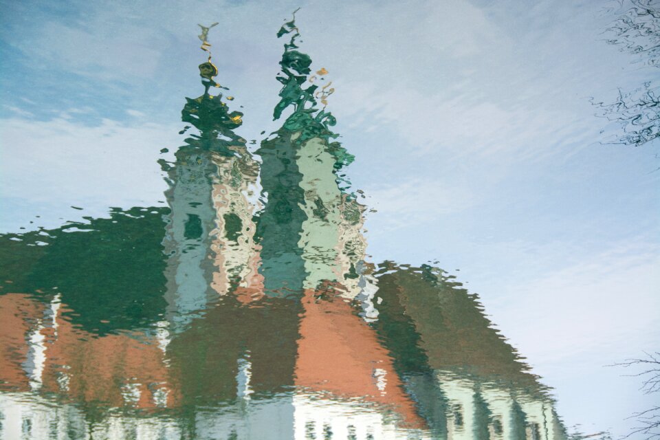 Mirror image reflection water surface