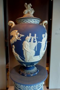 Apotheosis of Homer Vase, relief decoration modeled by John Flaxman, c. 1790, detail - Wedgwood Museum - Barlaston, Stoke-on-Trent, England - DSC09529