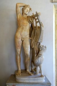 Apollo with cythara, S 736, view 1, Roman, Tivoli, 117-138 AD, marble, from the Apollo Lycaeus of Praxiteles, 340-330 BC - Musei Capitolini - Rome, Italy - DSC06073