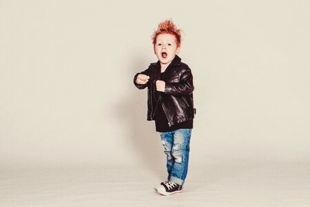 Punk leather jacket boy
