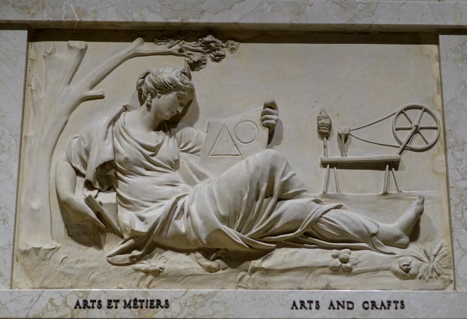 Arts and Crafts by Joseph Panzetta and Thomas Dubbin, Coade Stone Factory, 1819, based on designs by John Bacon (1740-1799) - Bank of Montreal Main Montreal Branch - Montreal, Canada - DSC08502