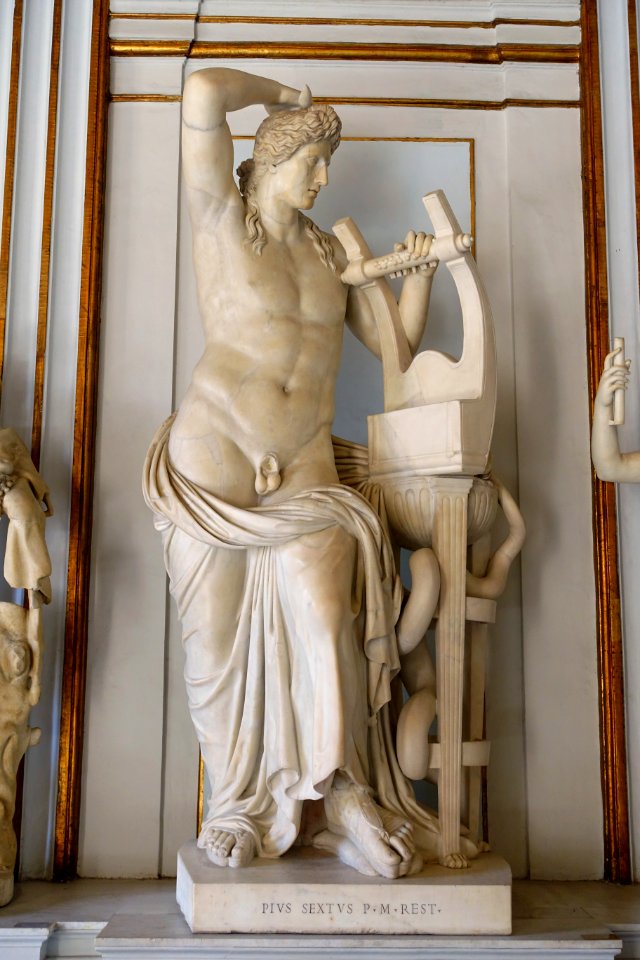 Apollo Citharoedus, Roman, Esquilino, Villa Palombara, marble, from a Hellenistic statue, 2nd century AD, based on an original by Praxiteles, 4th century AD - Musei Capitolini - Rome, Italy - DSC06034