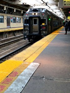 Arriving NJ Transit train in Newark Penn Station Track 1 photo