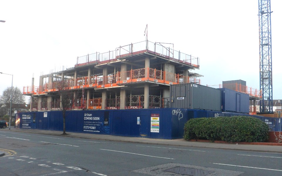 Artisan, 121–125 Davigdor Road, Hove (March 2017, under construction) (2)