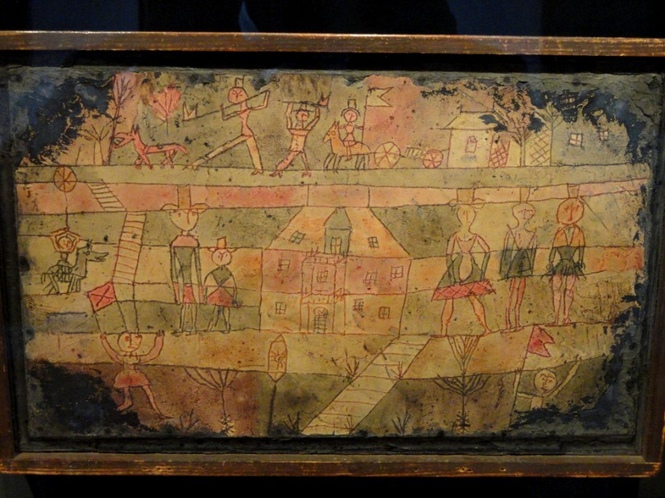 Arrival of the Jugglers, Paul Klee, 1926, oil on incised putty on cardboard mounted on cardboard - Phillips Collection - DSC04938
