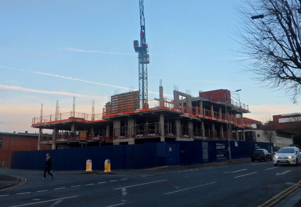 Artisan, 121–125 Davigdor Road, Hove (March 2017, under construction) (4)