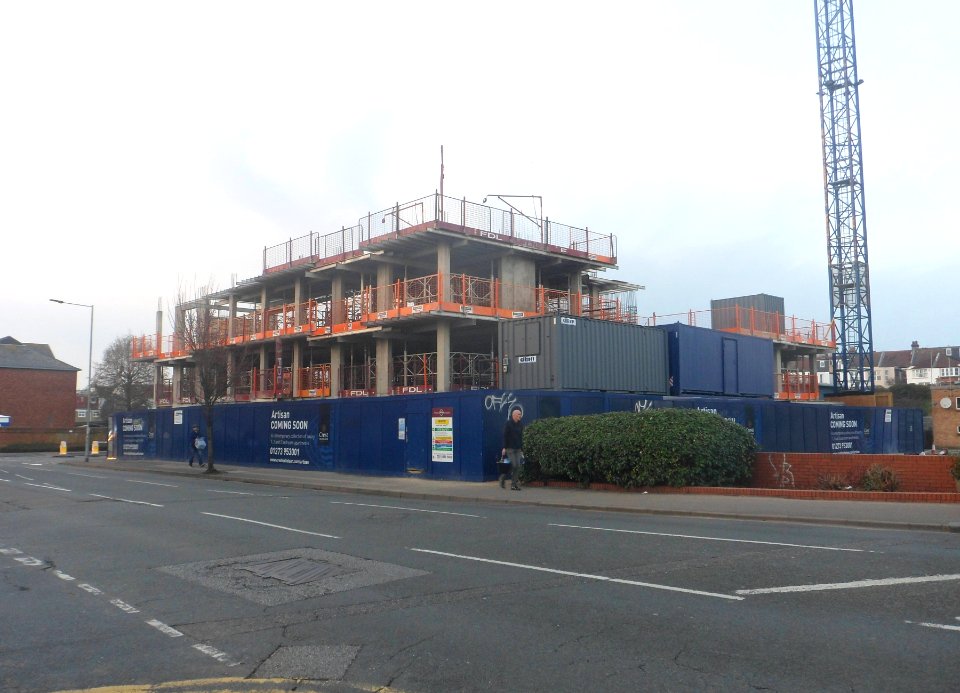 Artisan, 121–125 Davigdor Road, Hove (March 2017, under construction) (1)