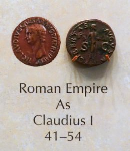 As, Roman Empire, Claudius I, 41-54 - National Museum of American History - DSC00264