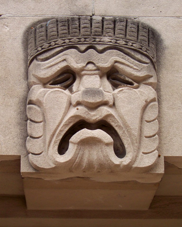 Art Deco mask 3, Allegheny High School auditorium, 2014-10-25