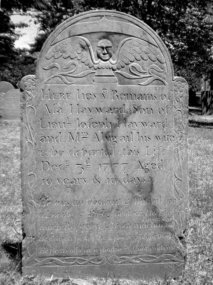 Asa Hayward tombstone (1777), South Burying Ground, Concord, Massachusetts