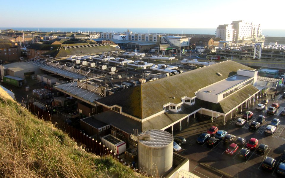 ASDA Superstore at Brighton Marina seen from Marine Drive, Brighton (December 2016)