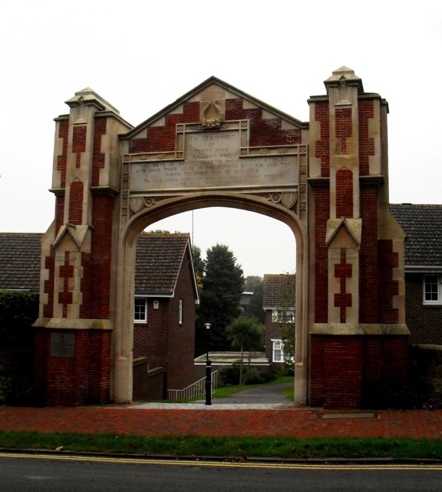 Ascham St Vincent War Memorial Arch, Carlisle Road, Eastbourne (NHLE Code 1389575) (October 2010)